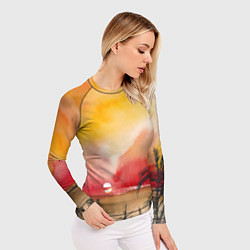 Рашгард женский Тропический закат акварель, цвет: 3D-принт — фото 2