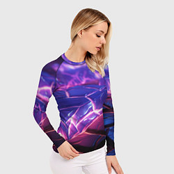 Рашгард женский Фиолетовые кристалы, цвет: 3D-принт — фото 2