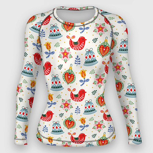Женский рашгард Рождественские узоры / 3D-принт – фото 1