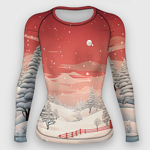 Женский рашгард Завораживающий зимний пейзаж / 3D-принт – фото 1