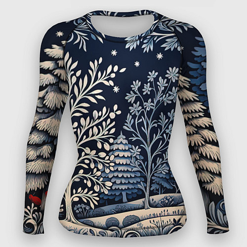 Женский рашгард Ледяные узоры нового года / 3D-принт – фото 1