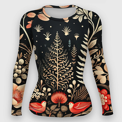 Женский рашгард Елочные узоры нового года / 3D-принт – фото 1