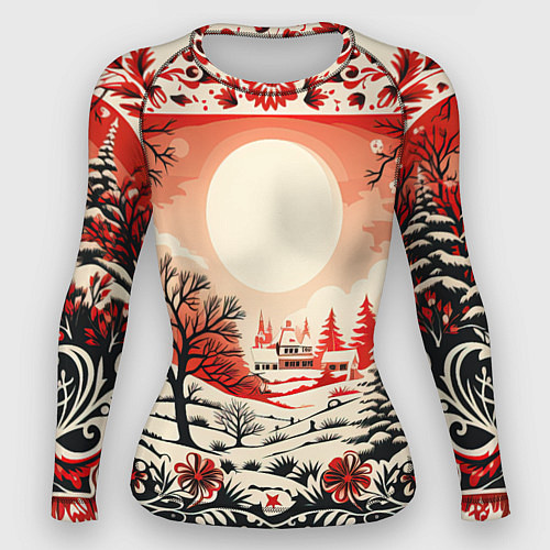 Женский рашгард Новогодние орнаменты / 3D-принт – фото 1