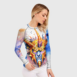 Рашгард женский Агрессивный оранжевый робот акварель, цвет: 3D-принт — фото 2