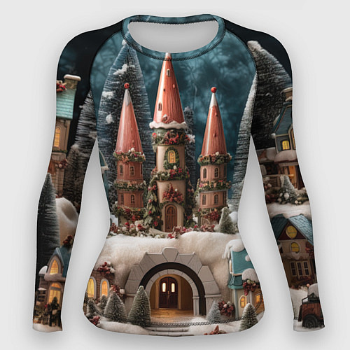 Женский рашгард Деревенские домики зимой / 3D-принт – фото 1