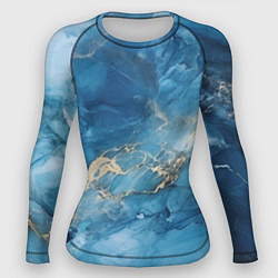 Рашгард женский Синий мрамор, цвет: 3D-принт