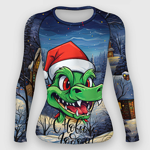 Женский рашгард Милый зеленый дракончик 2024 / 3D-принт – фото 1