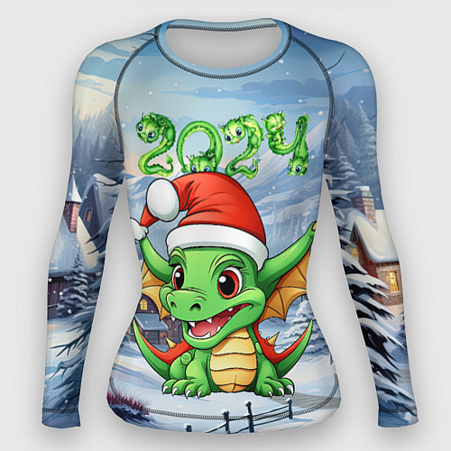 Женский рашгард Милый зеленый дракончик 2024 / 3D-принт – фото 1