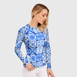 Рашгард женский Голубая плитка из кухни, цвет: 3D-принт — фото 2