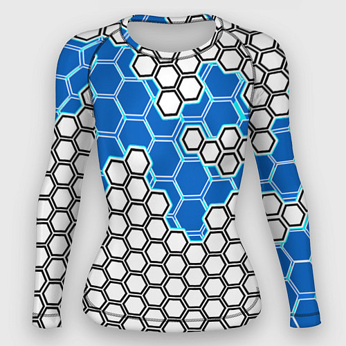 Женский рашгард Синяя энерго-броня из шестиугольников / 3D-принт – фото 1