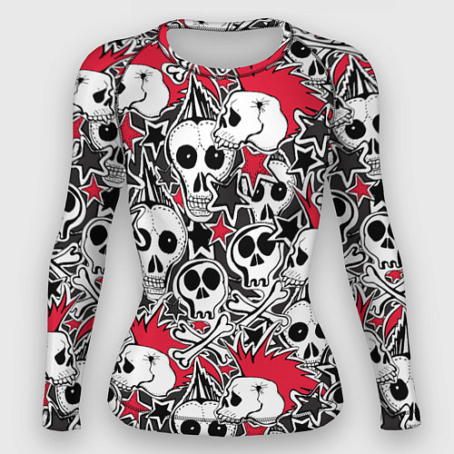 Женский рашгард Черепа и звезды / 3D-принт – фото 1