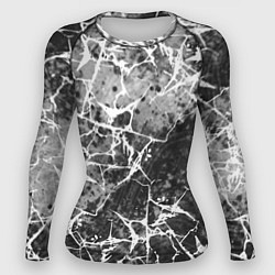 Рашгард женский Абстракция - белые трещины на сером фоне, цвет: 3D-принт