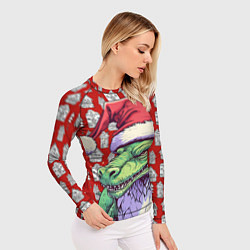 Рашгард женский Большой зеленый новогодний дракон, цвет: 3D-принт — фото 2