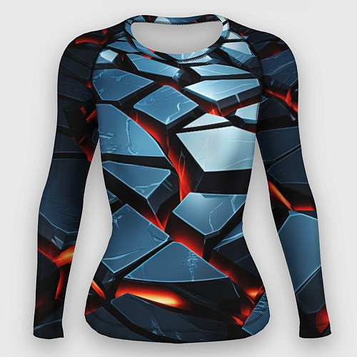 Женский рашгард Абстрактные плиты с оранжевым светом / 3D-принт – фото 1