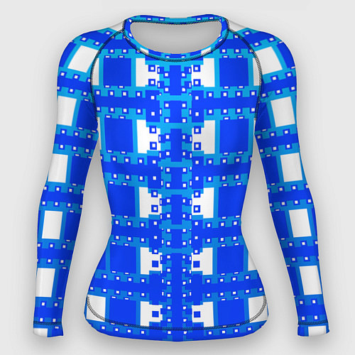 Женский рашгард Синие и белые квадраты / 3D-принт – фото 1