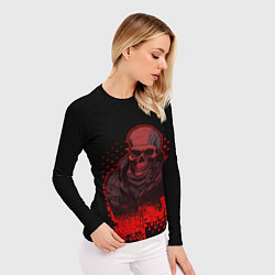 Рашгард женский Красный скелет на чёрном фоне, цвет: 3D-принт — фото 2