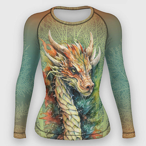 Женский рашгард Зеленый древесный дракон с деревьями / 3D-принт – фото 1