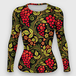 Рашгард женский Хохломская роспись красные ягоды, цвет: 3D-принт