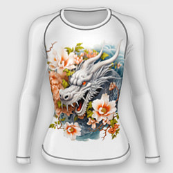 Рашгард женский Китайский дракон в цветах сакуры, цвет: 3D-принт