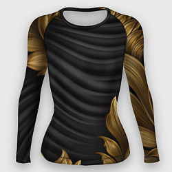 Рашгард женский Узоры золотые на черном фоне, цвет: 3D-принт