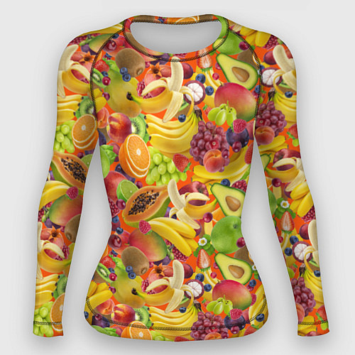 Женский рашгард Экзотические фрукты и ягоды / 3D-принт – фото 1