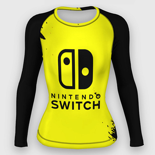 Женский рашгард Nintendo switch краски на жёлтом / 3D-принт – фото 1