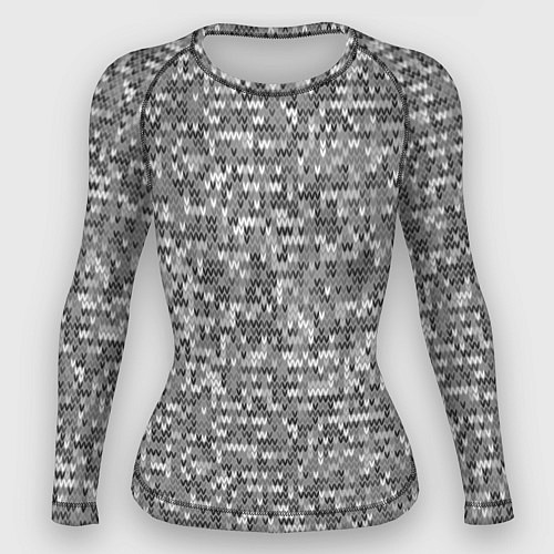 Женский рашгард Узор серого вязанного трикотажа меланж / 3D-принт – фото 1