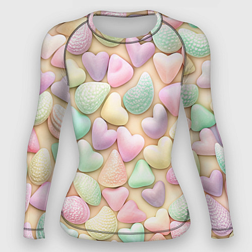 Женский рашгард Сердечки розовые конфетки / 3D-принт – фото 1