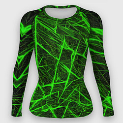 Женский рашгард Зелёная паутина на чёрном фоне