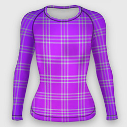 Рашгард женский Фиалковая шотландская клетка, цвет: 3D-принт