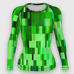 Рашгард женский Зелёный глитч, цвет: 3D-принт