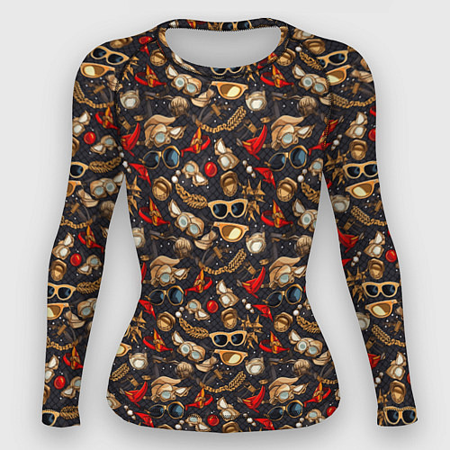 Женский рашгард Паттерн из красных абстрактных очков / 3D-принт – фото 1