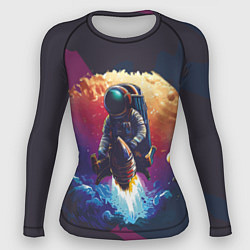 Рашгард женский Космонавт на ракете в галактике, цвет: 3D-принт