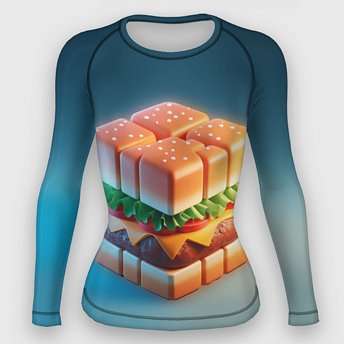 Женский рашгард Абстрактный гамбургер в форме куба / 3D-принт – фото 1