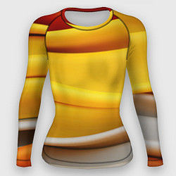 Рашгард женский Желтая абстракция с оранжевой волной, цвет: 3D-принт