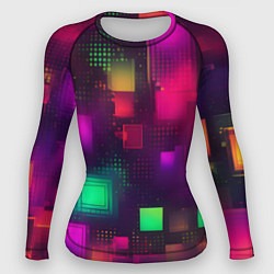Рашгард женский Разноцветные квадраты и точки, цвет: 3D-принт