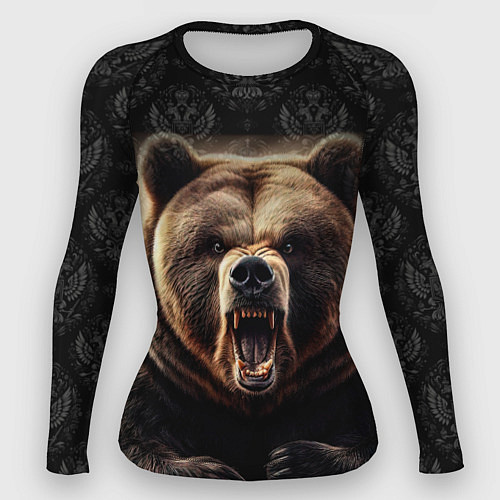 Женский рашгард Агрессивный медведь России патриот / 3D-принт – фото 1