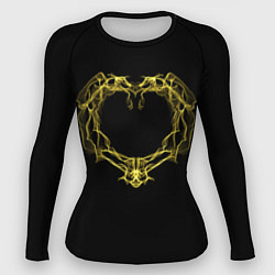 Рашгард женский Сердце желтыми энергетическими линиями на черном, цвет: 3D-принт