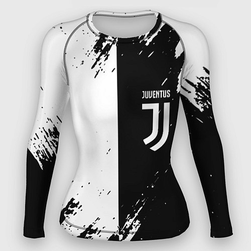 Женский рашгард Juventus краски чёрнобелые / 3D-принт – фото 1