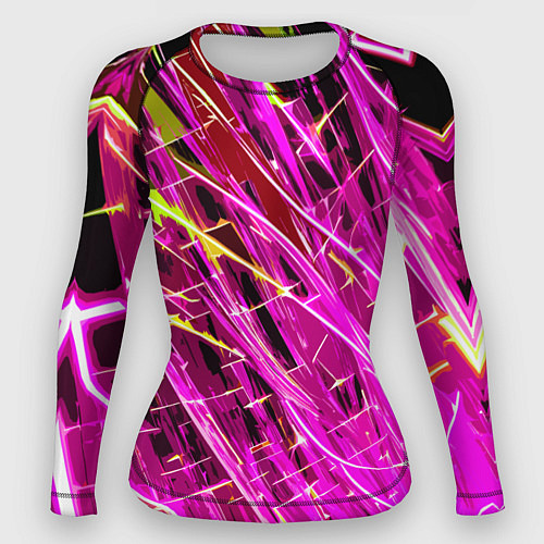 Женский рашгард Розовые энергетические линии / 3D-принт – фото 1