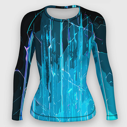 Женский рашгард Белые линии на синем фоне / 3D-принт – фото 1