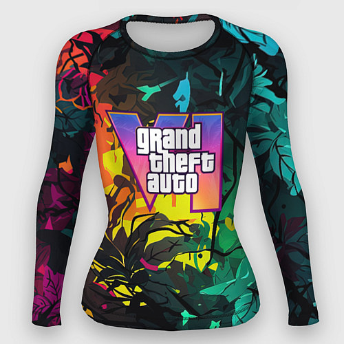 Женский рашгард GTA 6 logo абстрактные листья / 3D-принт – фото 1