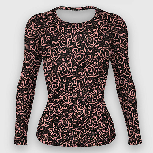 Женский рашгард Паттерн тёмно-розовый узоры / 3D-принт – фото 1