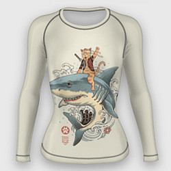 Рашгард женский Кот якудза верхом на акуле, цвет: 3D-принт
