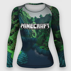 Рашгард женский Minecraft logo зеленые квадратные кубы, цвет: 3D-принт