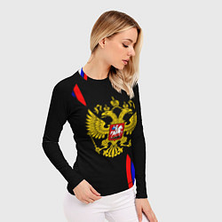 Рашгард женский Россия герб триколор полосы, цвет: 3D-принт — фото 2