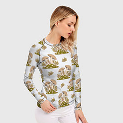 Рашгард женский Грибы и веточки, цвет: 3D-принт — фото 2