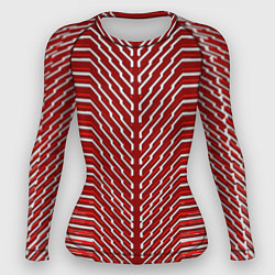 Женский рашгард Белые линии на красном фоне