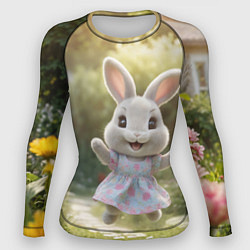 Рашгард женский Забавный белый кролик в платье, цвет: 3D-принт