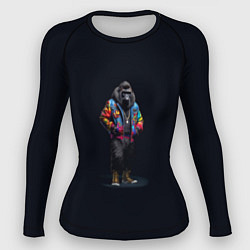 Рашгард женский Стильная горилла на черном фоне, цвет: 3D-принт